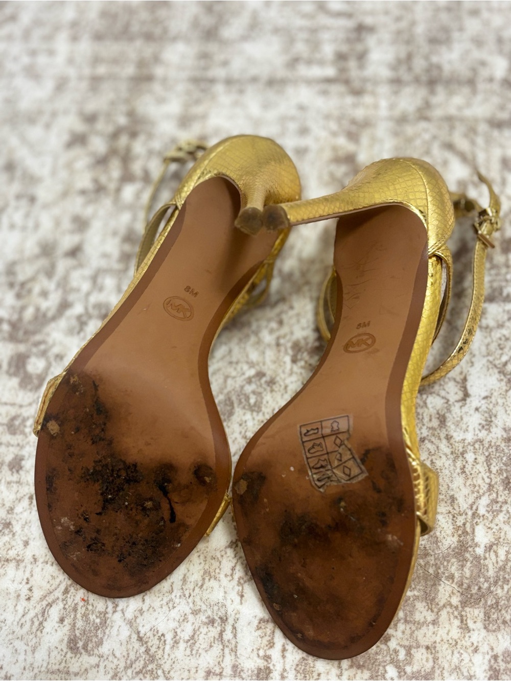 MICHAEL Michael Kors Metallic Gold Ankle-Strap Heels - Picture 4 of 4